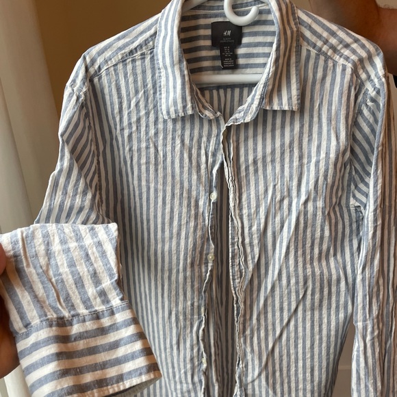H&M stripped blue and white mens shirt worn once - Picture 4 of 5